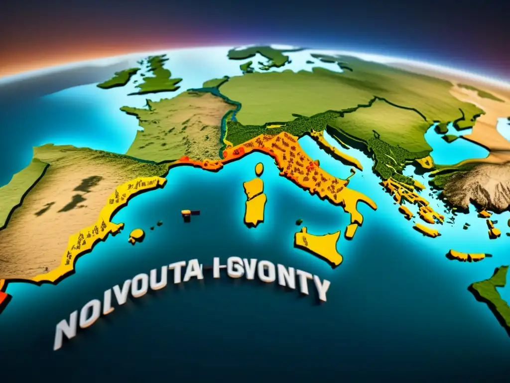 Mapa detallado del mundo con movimientos estratégicos y alianzas resaltadas, mostrando la complejidad de conquistar en Risk