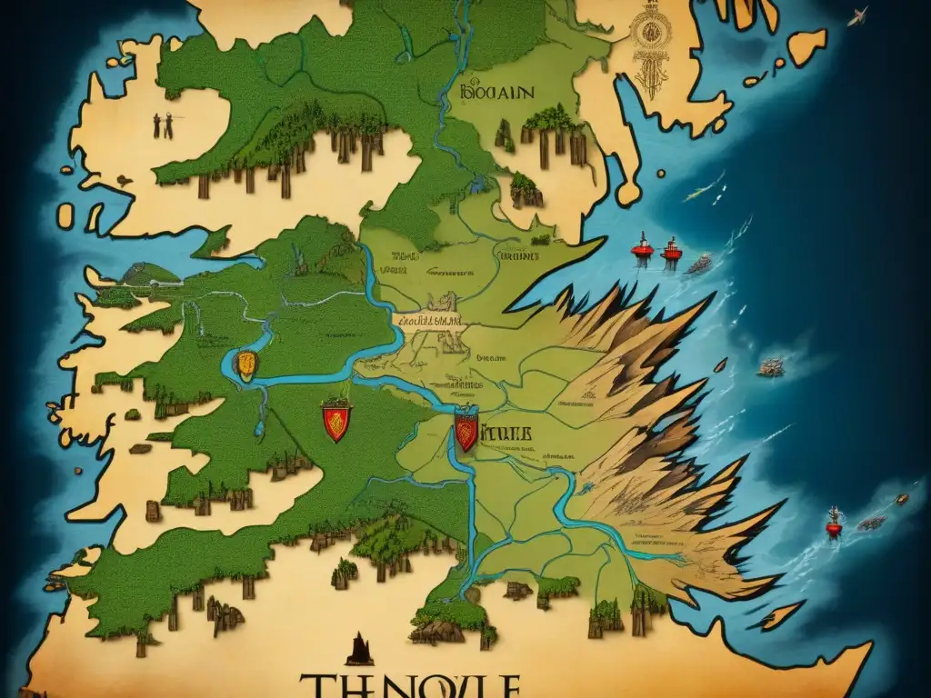 Mapa estratégico detallado del mundo de Game of Thrones, guía estrategias juego Game of Thrones