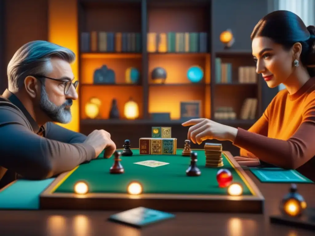 Reunión apasionada de coleccionistas de juegos de mesa Inversión en juegos de mesa antiguos: Grupo diverso examina con intensidad juegos raros y vintage en mesa llena de coloridas reliquias