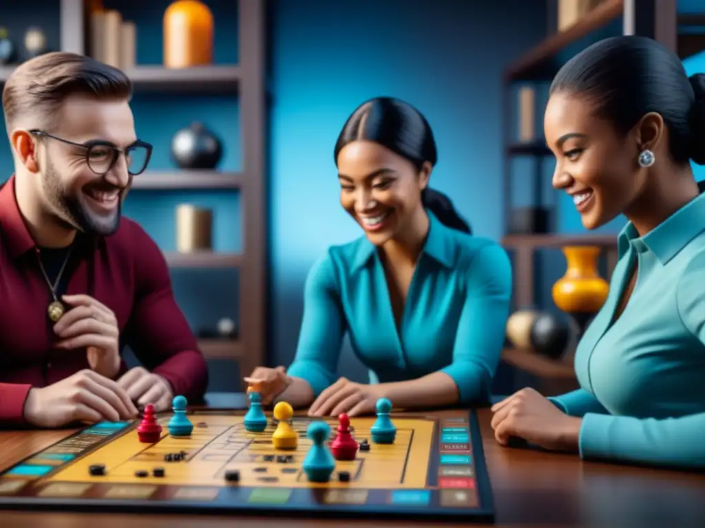 Una mesa de juego inclusiva con jugadores sonrientes de diversas edades y etnias