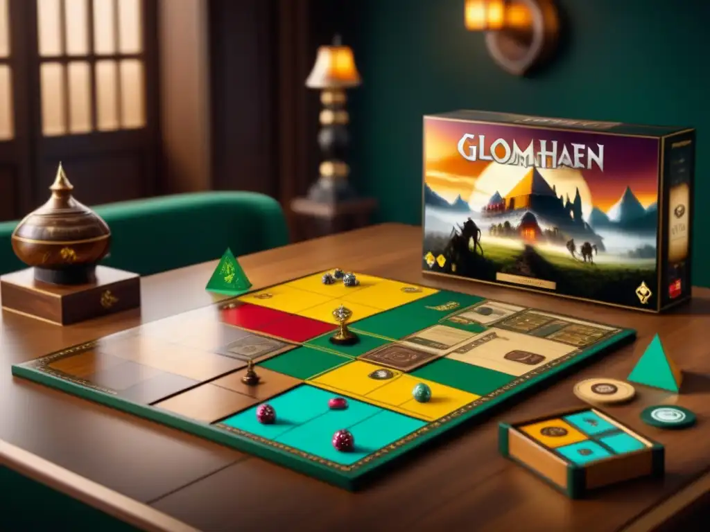 Una mesa de madera con componentes de juego de Gloomhaven, comparando Edición Limitada y Estándar