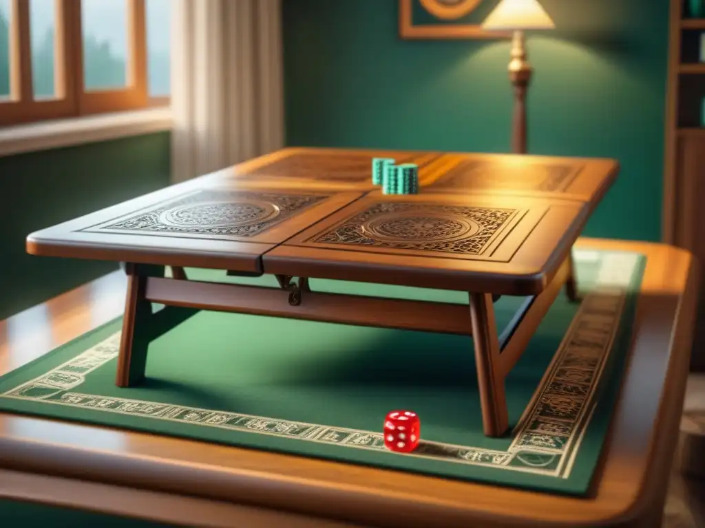 Dos mesas plegables para juegos de mesa: una de madera elegante y otra de plástico funcional, con juegos dispersos