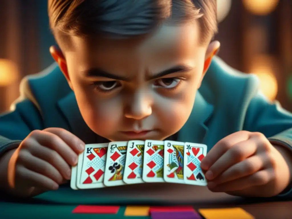 La mirada concentrada de un niño al jugar 'Memory', resaltando los beneficios del desarrollo cognitivo del juego