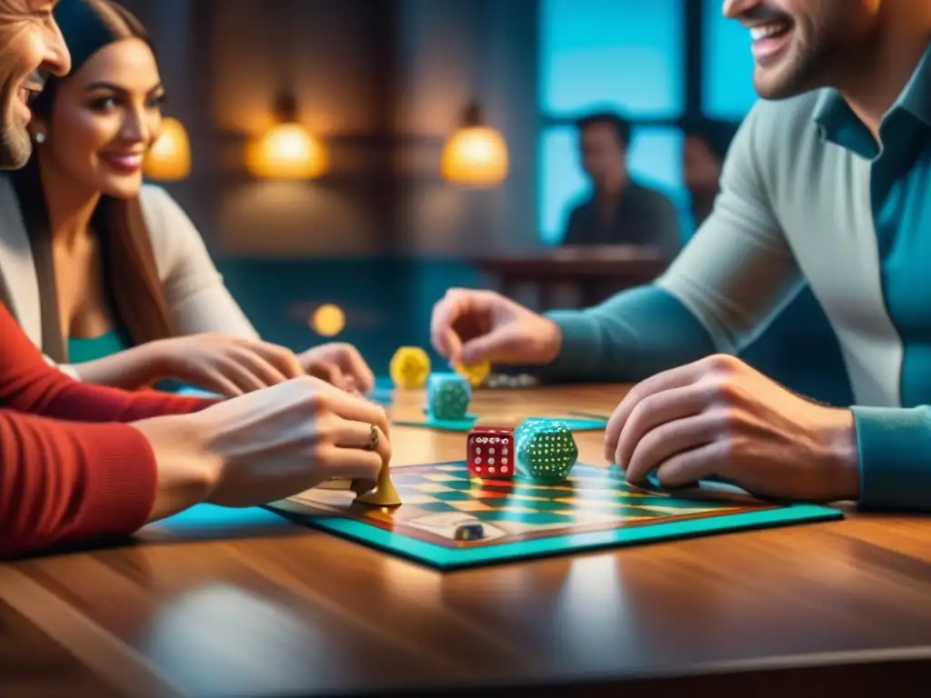 Un momento de diversión y conexión en una reunión de amigos jugando juegos de mesa