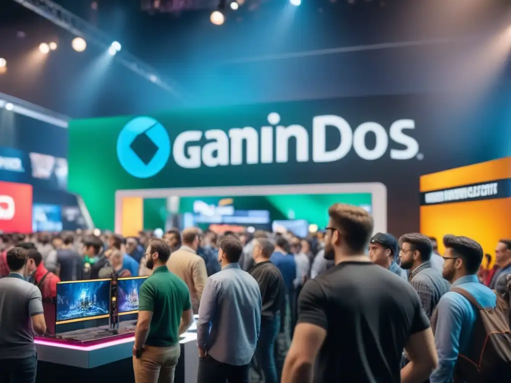 Evento de Gaming: Diversión y Estrategias de Patrocinio Multitud entusiasta disfrutando de estrategias patrocinio eventos juegos en concurrido evento de gaming