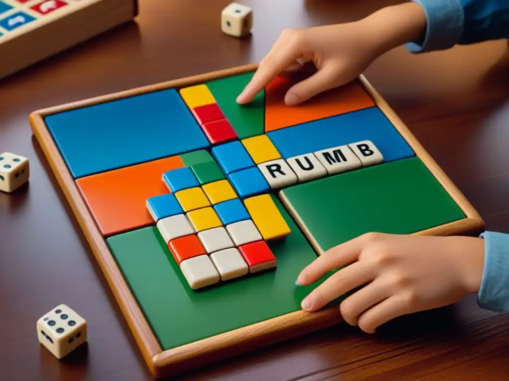 Niños concentrados armando el juego de mesa 'Rummikub Junior', fusionando diversión y aprendizaje