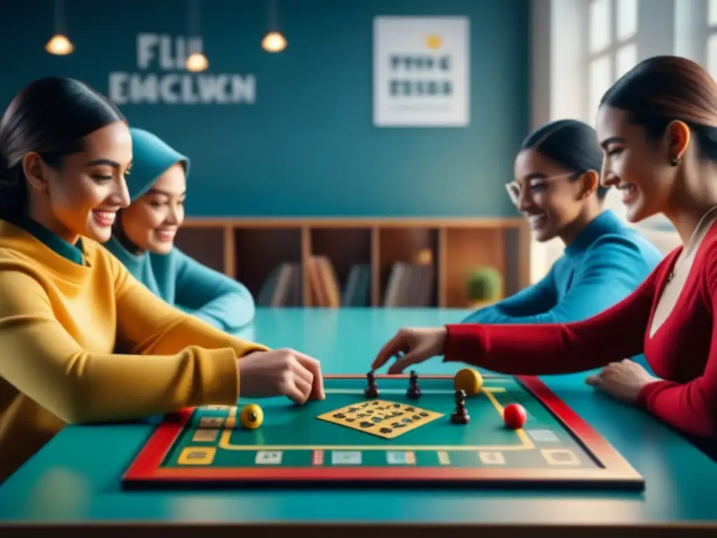 Niños de diferentes edades disfrutan y aprenden juntos en juegos de mesa desarrollo cognitivo en aula colorida