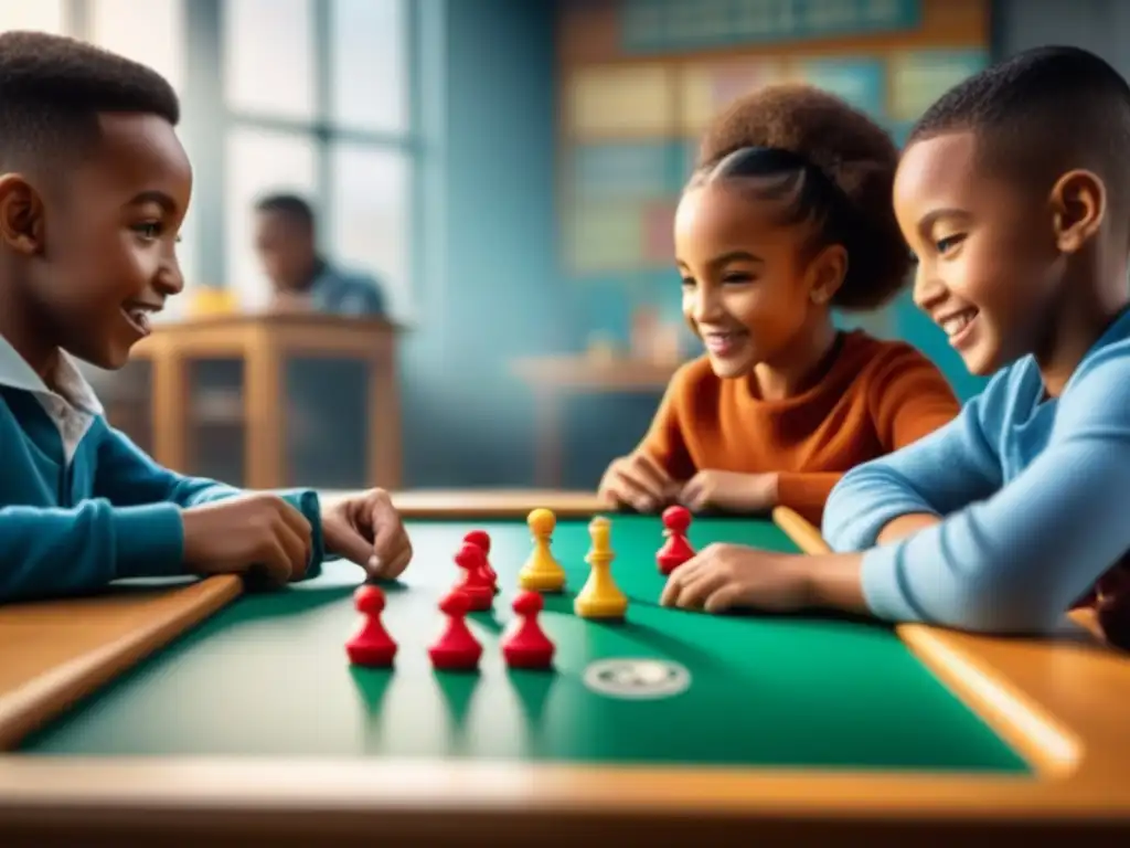 Niños entusiastas disfrutan de juegos de mesa educativos en el mercado