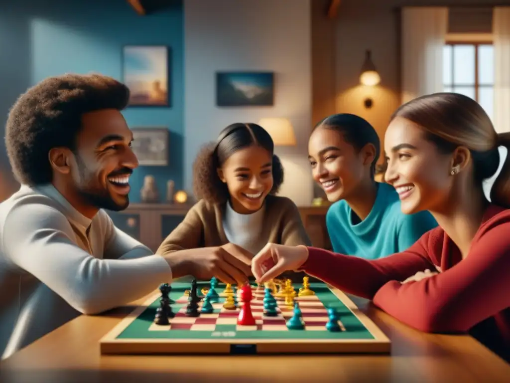 Niños felices jugando en mesa con los mejores juegos de mesa, rodeados de diversión y camaradería en noche familiar