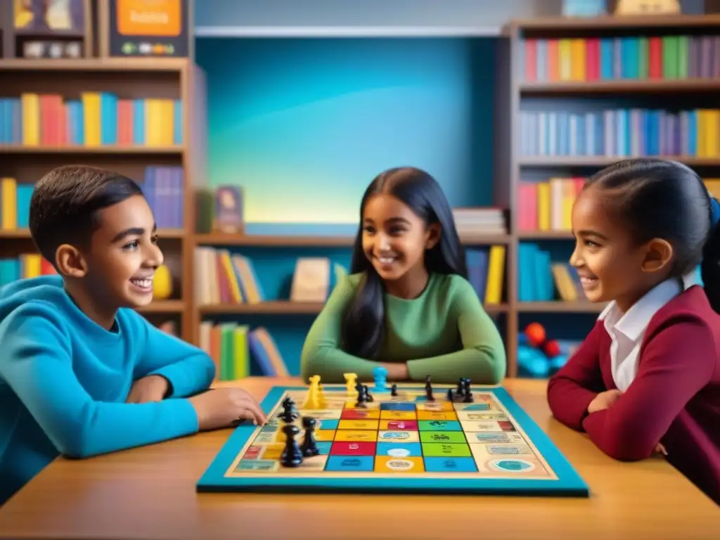 Niños disfrutan de juegos educativos, fomentando el aprendizaje y la diversión