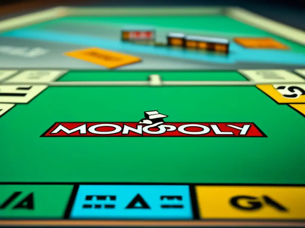 Un nostálgico tablero de juego Monopoly vintage de la era de la Gran Depresión, resaltando detalles únicos y el valor coleccionable de las piezas