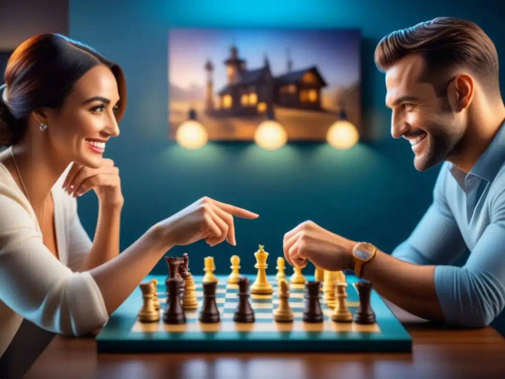 Una pareja disfruta de los mejores juegos de mesa del 2021 en casa, compartiendo risas y diversión juntos