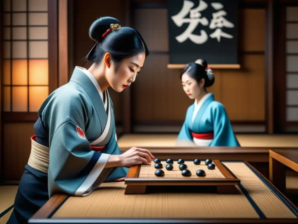 Partida de Go en un ambiente japonés tradicional, estrategias para jugar go