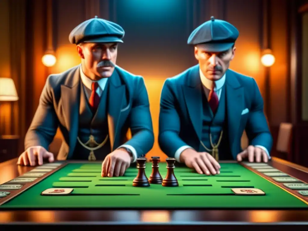 Una partida intensa del juego de mesa 'Peaky Blinders', con jugadores concentrados en estrategias para ganar