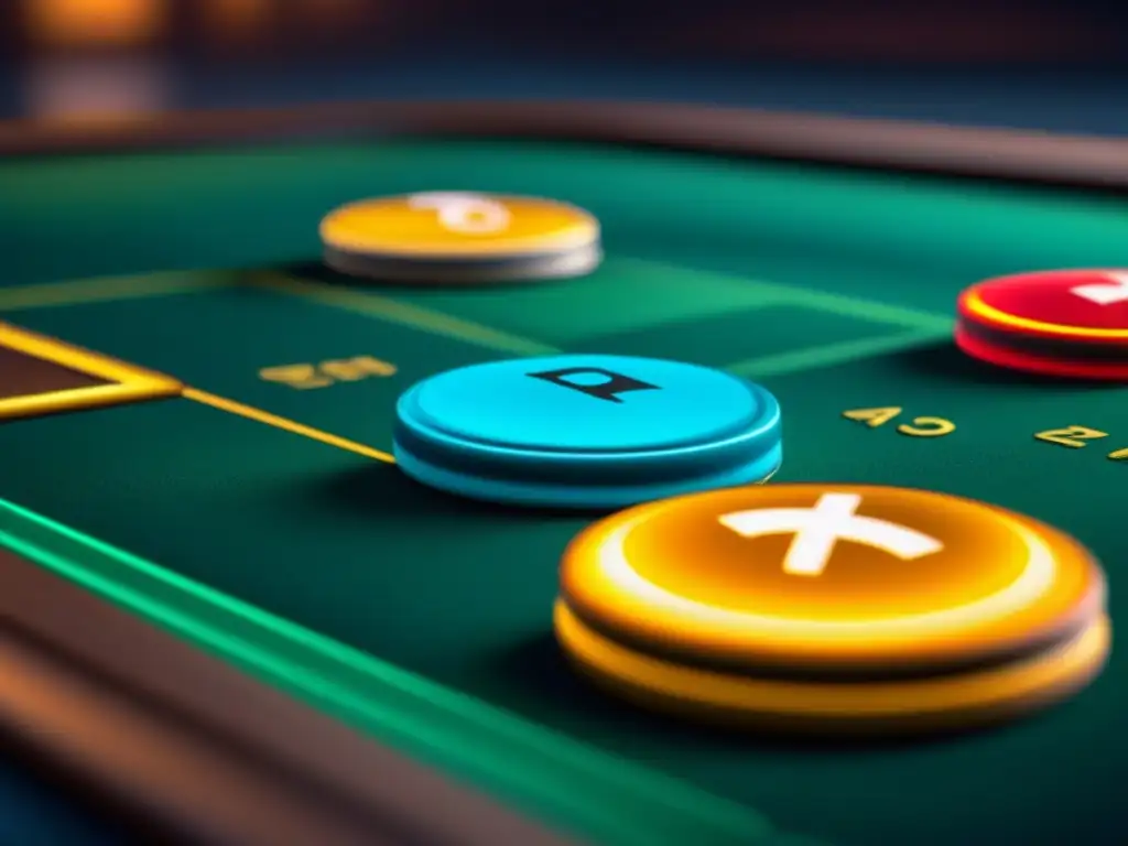 Propiedad digital en juegos de mesa: Detalle hiperrealista de tokens virtuales en interfaz de juego