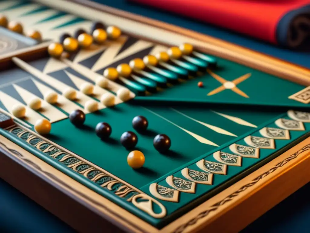 Un tablero de backgammon antiguo tallado en marfil, con detalles persas y símbolos, rodeado de artefactos históricos y manuscritos antiguos