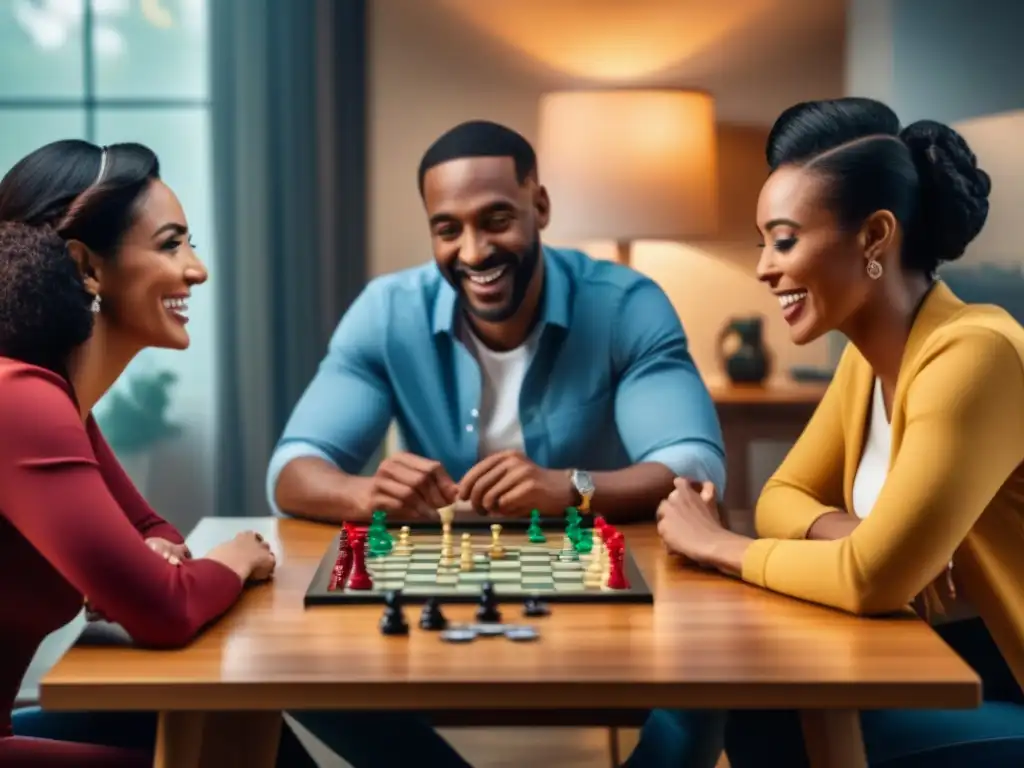 Terapia de pareja con juegos de mesa: Parejas diversas disfrutan de una sesión de juego y conexión emocional en un ambiente acogedor