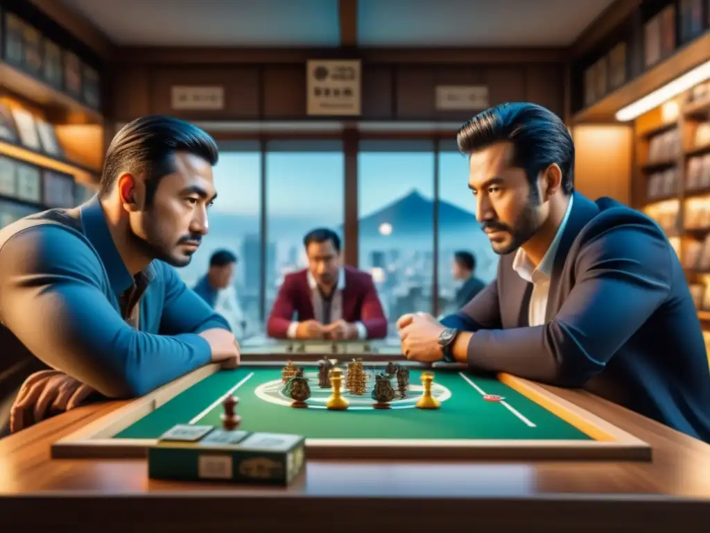 Tienda de juegos de mesa en Tokio: diversión global en cada estante Una tienda de juegos de mesa en Tokio con clientes de diversas edades y nacionalidades disfrutando de juegos de todo el mundo