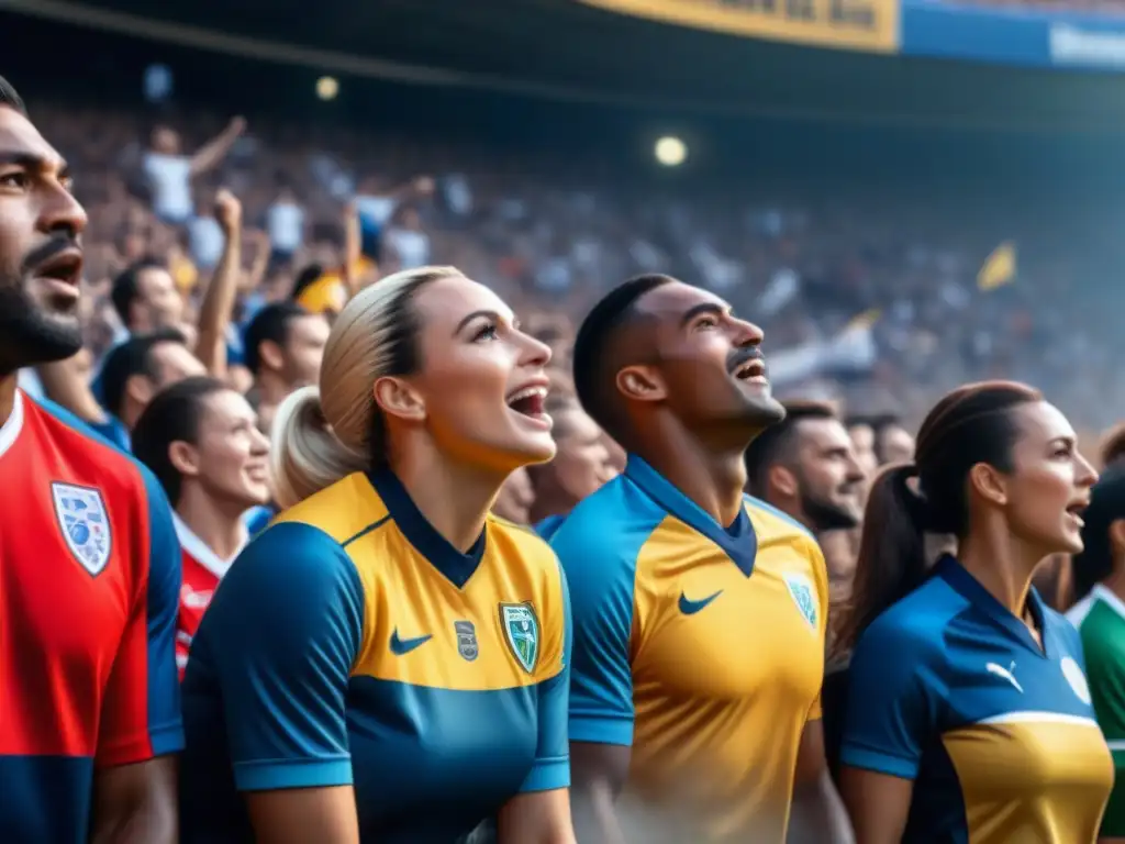 Unidos en la emoción del juego, fans de diferentes equipos colaboran en el estadio de fútbol