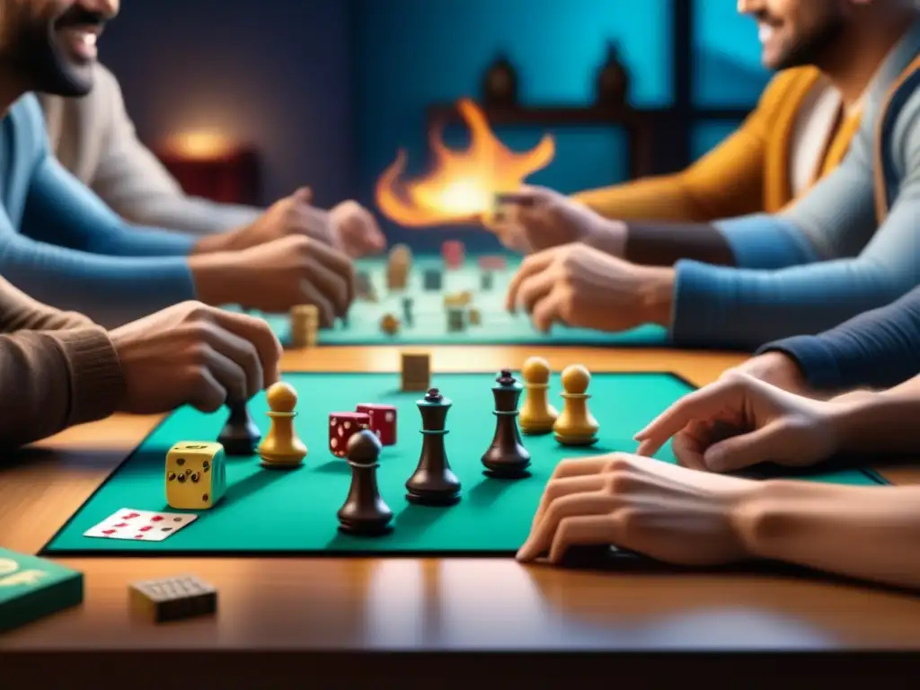 Una vibrante escena de amigos disfrutando de juegos de mesa, incorporar publicidad en juegos de mesa