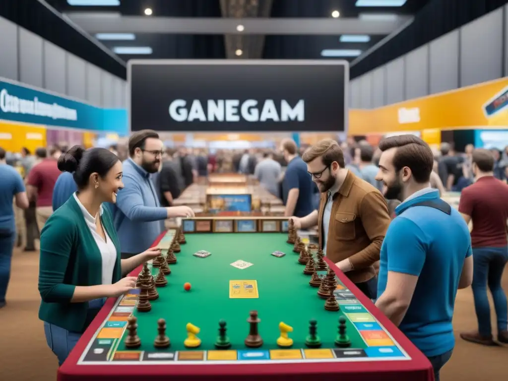 Vibrante feria de juegos de mesa: entusiastas disfrutan demostraciones, estrategias y creadores innovando en tendencias de compra