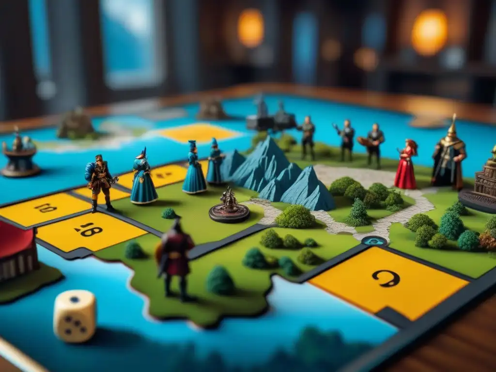 Vibrante juego de mesa con narrativas, miniaturas detalladas y jugadores inmersos en estrategias