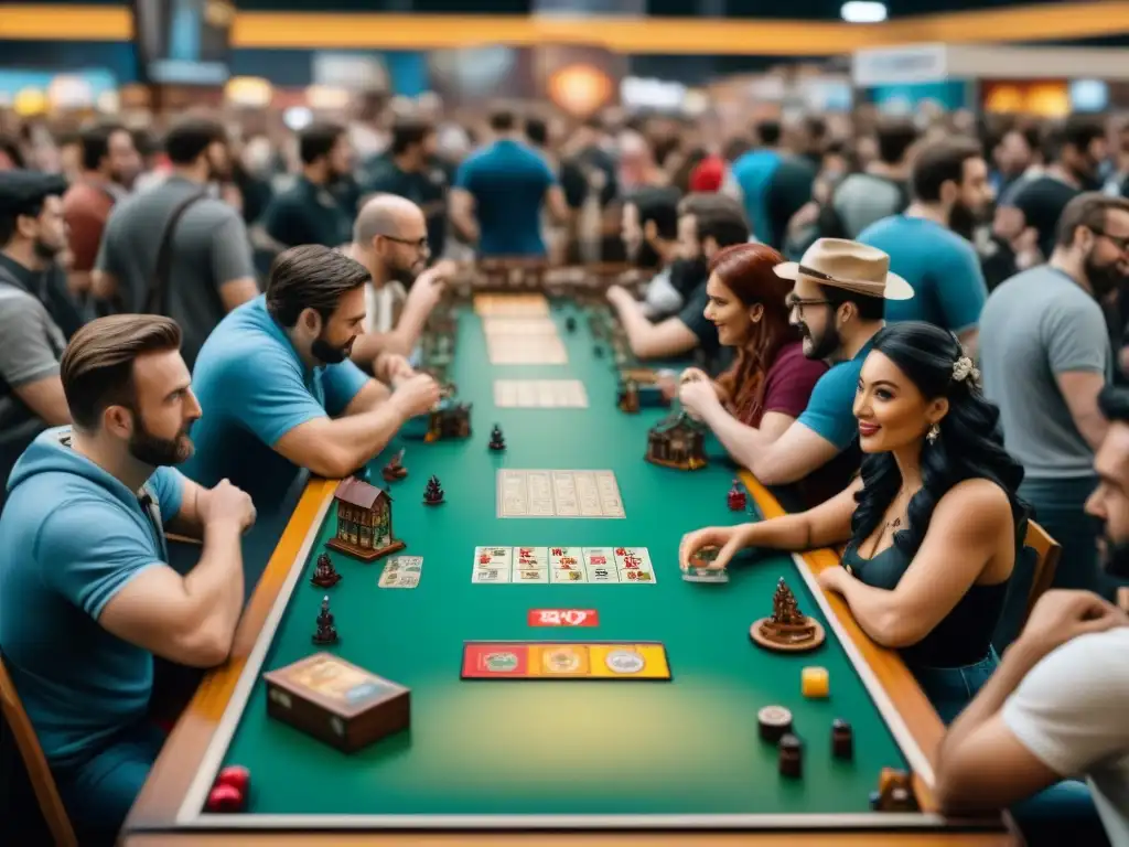 Vista panorámica de convención de juegos de mesa, muestra entusiasmo y diversidad